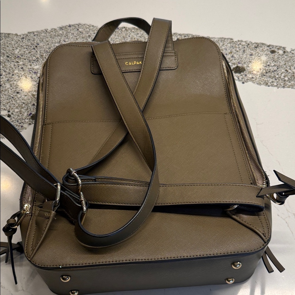 Calpak Olive Green Leather Backpack - Picture 11 of 11
